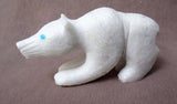 Zuni LARGE White Marble Bear Fetish by Fenton Luna - C0486