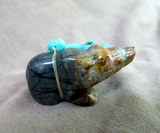 Native Zuni Turquoise & Picasso Marble Bear Unity Duo by LaVies Natewa C4015