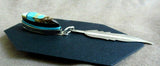 Native Zuni Turquoise & Sterling Feather Pendant by Theo Natewa  JP218