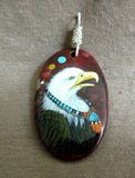 Native Zuni Jasper & Sterling Hand Painted Eagle Pendant by Edward Lewis  JP239