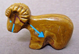 Native Zuni Banded Marble Ram w/ Heartline Fetish by Rodney Laiwakete C1234