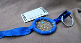 Navajo Handmade Small Size Blue Leather Dream Catcher Keychain  M381