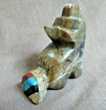 Native Zuni Picasso Marble Coyote Fetish w Inlay by Brandon Phillips - C3872