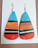Santo Domingo Turquoise & Inlay  "8 Fingers" Necklace Set  Torevia Crespin JN472