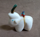 Zuni White Marble Chunky Mountain Goat Fetish Carving by Daryl Shack - C4315
