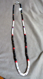 Santo Domingo Heishi w Coral & Jet 25" Necklace by Coriz family JN469
