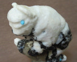 Zuni Museum Quality Zebra Marble Buffalo & Bear Clan Fetish by Herb Him Sr. 2858