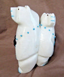 Native Zuni HUGE White Marble Standing Bear Duo by Mike LaWeka  - C2681