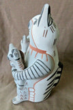 Native Hand Made Jemez Pottery Cat Storyteller w kittens by Robert Fragua  PO258