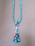 Santo Domingo Inlay Multi-Stone Pendant & Jet Necklace by Chris Nieto JN0225