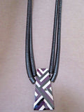 Native Santo Domingo Sugilite & Jet Inlay Necklace by Torevia Crespin JN0218