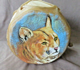 Native Navajo Hand Made Hand Painted Wolf & Cougar Drum by JC Black M325