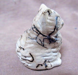 Native Hand Coiled Navajo Mini Cat Horsehair Pottery Figure by Tom Vail  P0185