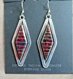 Zuni Inlay Fire Red Opal & Sterling Necklace & Earrings by Marvin Luarkie JN410