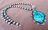 Native Navajo Sterling Navajo Pearls & Chrysocolla Necklace by B Begay JN0150