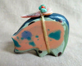 Native Zuni Surfite Medicine Bear Fetish by Leland Boone & Daphne Quam C3825