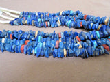 Santo Domingo Four Strand Lapis w/ Inlay Necklace by Delbert Crespin JN0217