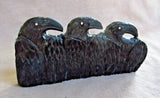 Native American Zuni Jet Triple Ravens Fetish Carving by Rochelle Quam  C3115