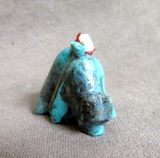 Native Zuni Mini #8 Turquoise Bear w Bundle Fetish Carving by Daryl Shack C4610