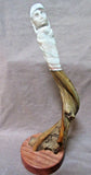Native Vintage Navajo Alabaster & Wood Native Woman Sculpture by J Harvey M0183