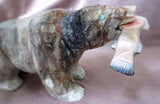 Zuni Museum Quality HUGE Picasso Marble Bear & Fish Fetish by Herb Him Sr C0395
