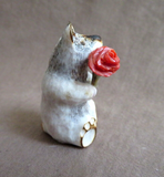Native Zuni Antler Mini Bear w/Rose Fetish Carving by Ruben Najera C4478