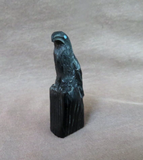 Native American Zuni Jet Raven on Rock Fetish Carving by Rochelle Quam  C4217