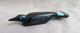 Native Zuni Jet W Inlay Raven Fetish Carving by Steve Natachu - C4477