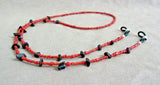 Navajo Jet & Coral Heishi Eye-Glass Holder Necklace by Sanrda Francisco M282
