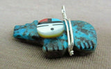 Native Zuni Turquoise Bear Fetish pendant by Darrin Boone JP243