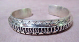 Native Navajo Heavy Hand Tooled Sterling Cuff Bracelet by Leroy James JB098