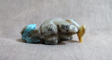 Native Zuni Turquoise Beaver w Fish Fetish Carving by Justin Red Elk C4258