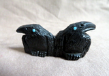 Native American Zuni Jet Raven Duo Fetish Carving by Rochelle Quam  C4166