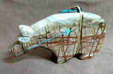 Native Zuni Picasso Marble Medicine Bear w heartline Fetish by Kevin Quam C3827