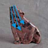 Zuni Gorgeous Rhodochrosite Coyote w Heartlnes Fetish by Bernard Laiwakete C2746