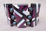 Native Santo Domingo Sugilite & Jet Inlay Bracelet by Torevia Crespin JN0122