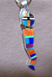 Native Navajo Multi-stone & Sterling Kachina Pendant by Edison Yazzie - JP205