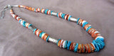 Navajo Heavy Spiny Oyster & turquoise Necklace w/ silver beads and clasp JN0048