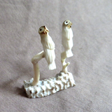 Amazing Native Zuni Antler Mini Owl Duo Fetish Carving by Ruben Najera C4660