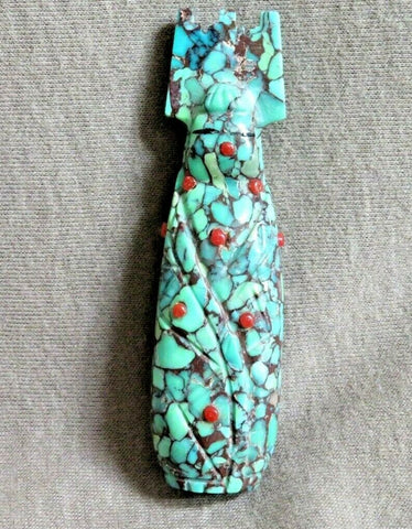 Native Zuni Turquoise Tableta Maiden Pendant by Mike LaWeka  - JP264
