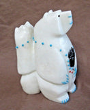 Native Zuni HUGE White Marble Standing Bear Duo by Mike LaWeka  - C2681