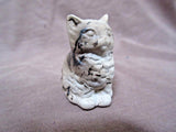 Native Hand Coiled Navajo Mini Cat Horsehair Pottery Figure by Tom Vail  P0185