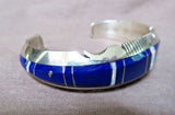Navajo Lapis & Opal Inlay & Sterling Cuff Bracelet  Steve Francisco JB0148