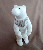 Native Zuni Museum Quality White Marble Warrior Bear by Herbert Him Sr. C4046