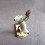 Native Zuni Antler Mini Rabbit w/Roses Fetish Carving by Ruben Najera C4492
