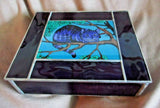 Disney Cheshire Cat Stained Glass / Reverse Painted Trinket Box Signed Sullo
