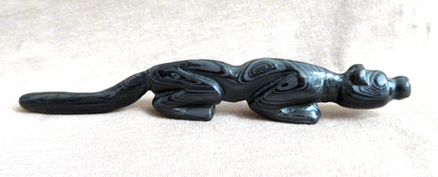 Zuni RARE Mopar Fordite Sleek Mountain Lion Fetish by Brian Yatsattie  C4184