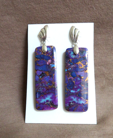 Santo Domingo Purple Turquoise & Copper Composite Slab Post Earrings JE612