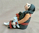 Native American Hand Coiled Jemez Pottery Storyteller w child by J Lucero  PO240