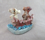 Zuni Multi-stone Seahorse Duo and Coral Reef Fetish by Justin Natewa C4056